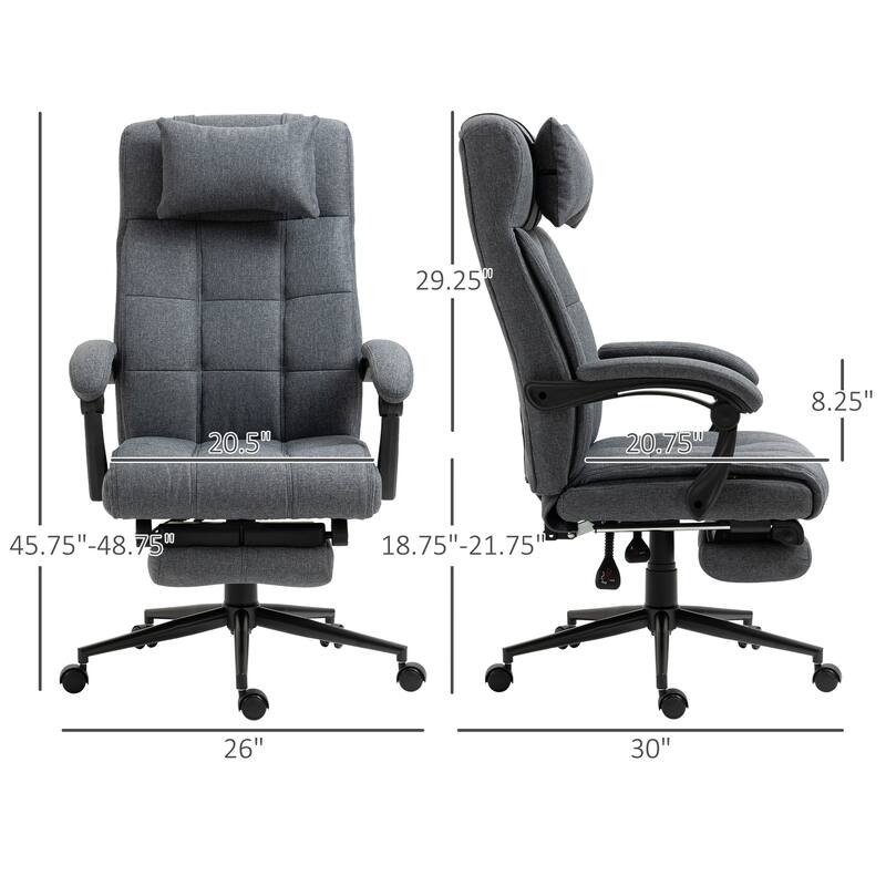 Swivel Task Chair Office Chair with Adjustable Height Retractable Footrest Headrest and Padded Armrest