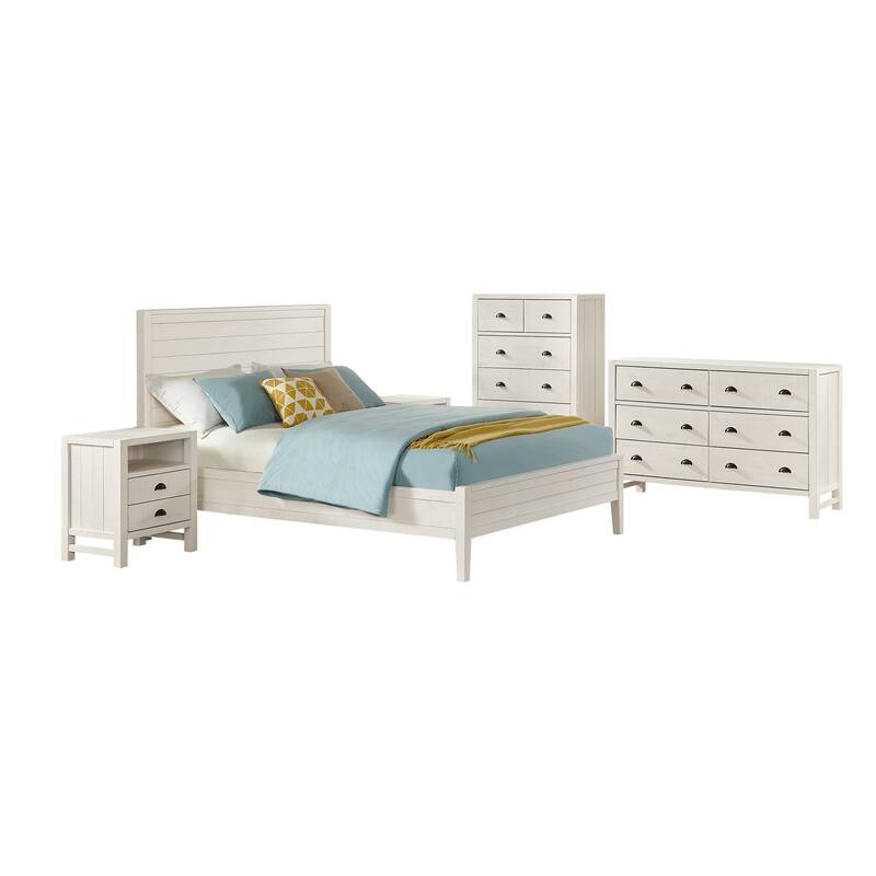 Arden 5-Piece Wood Bedroom Set with Queen Bed, Two 2-Drawer Nightstand, 5-Drawer Chest, 6-Drawer Dresser