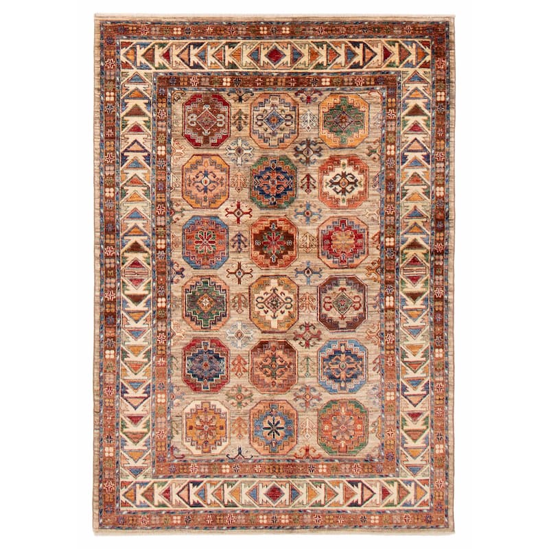 ECARPETGALLERY Hand-knotted Modern Ersari Khaki Wool Rug - 4'11 x 7'0 - Light Khaki - 4'11 x 7'0