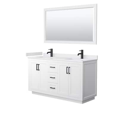 Miranda Bathroom Vanity Set, Cultured Marble Top, 58-Inch Mirror