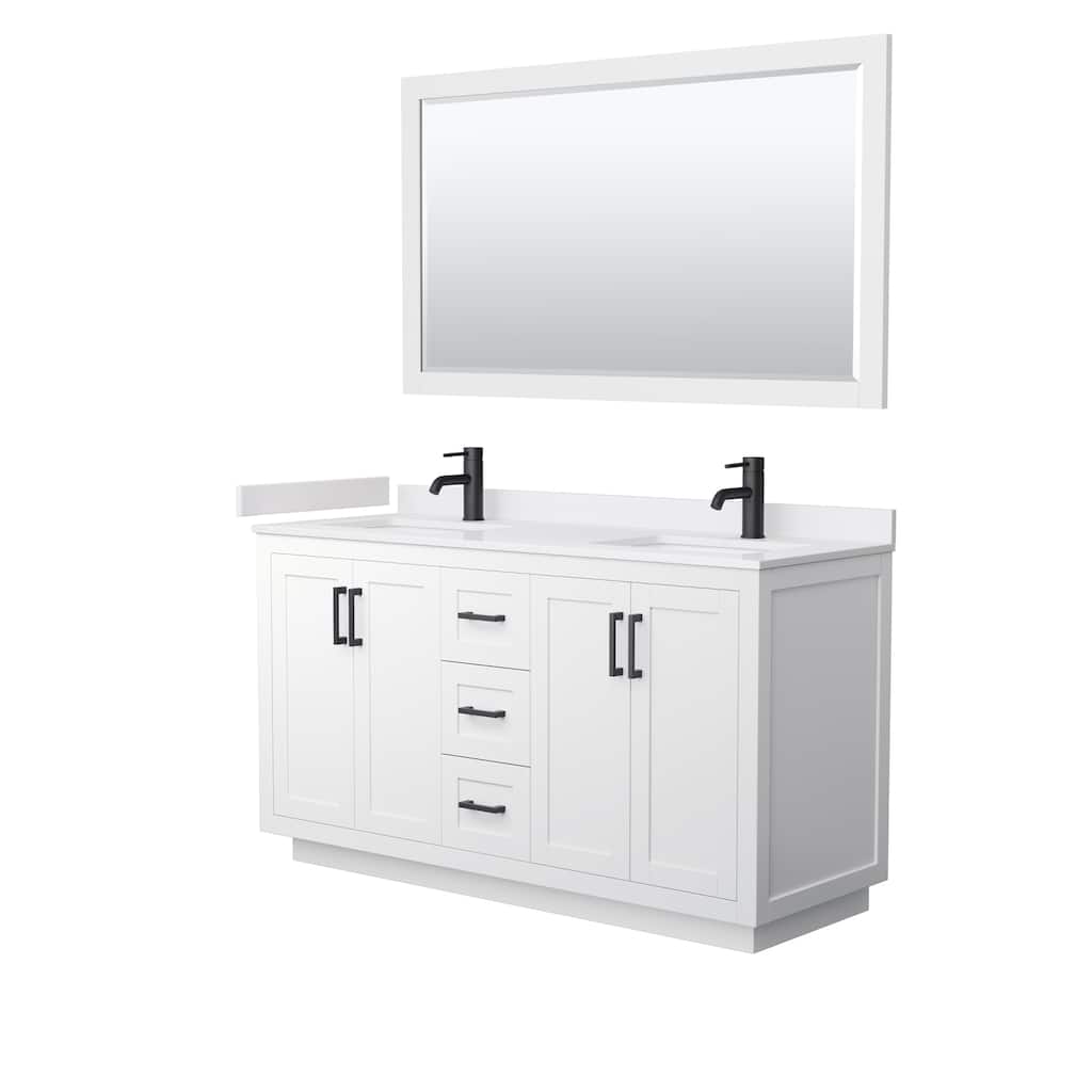 Miranda Bathroom Vanity Set, Cultured Marble Top, 58-Inch Mirror