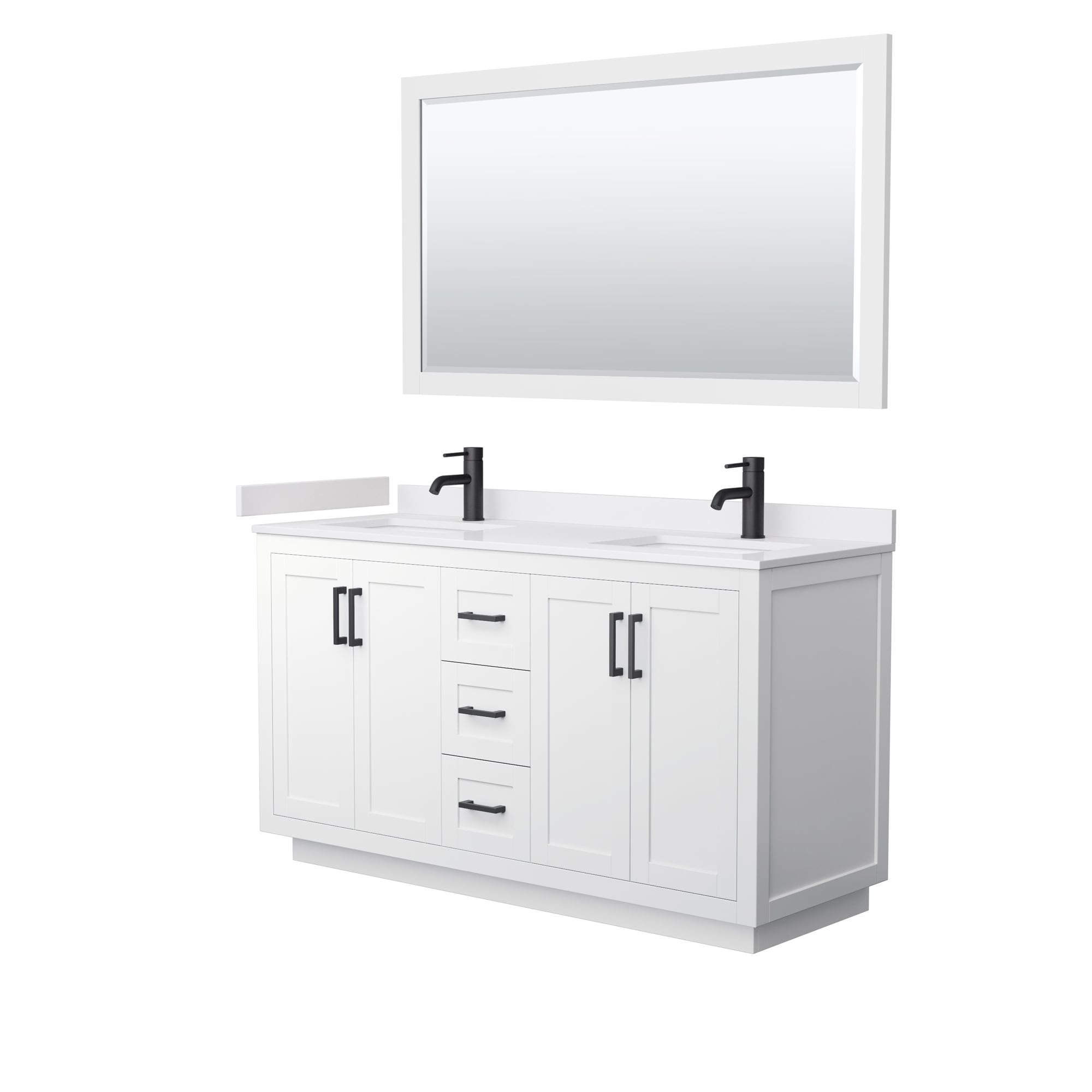 Miranda Bathroom Vanity Set, Cultured Marble Top, 58-Inch Mirror