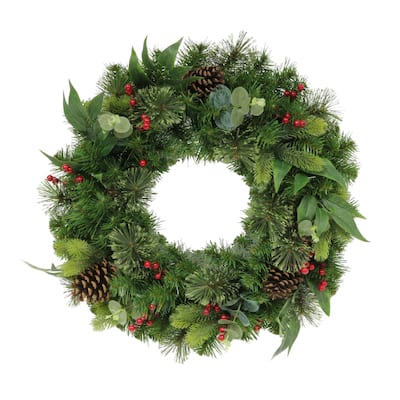 Pine Cones and Berries Artificial Christmas Wreath - 24” - Unlit