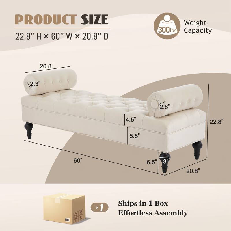 Comfy Upholstered Footstool,Ottoman for Bedroom,Living Room, Entryway