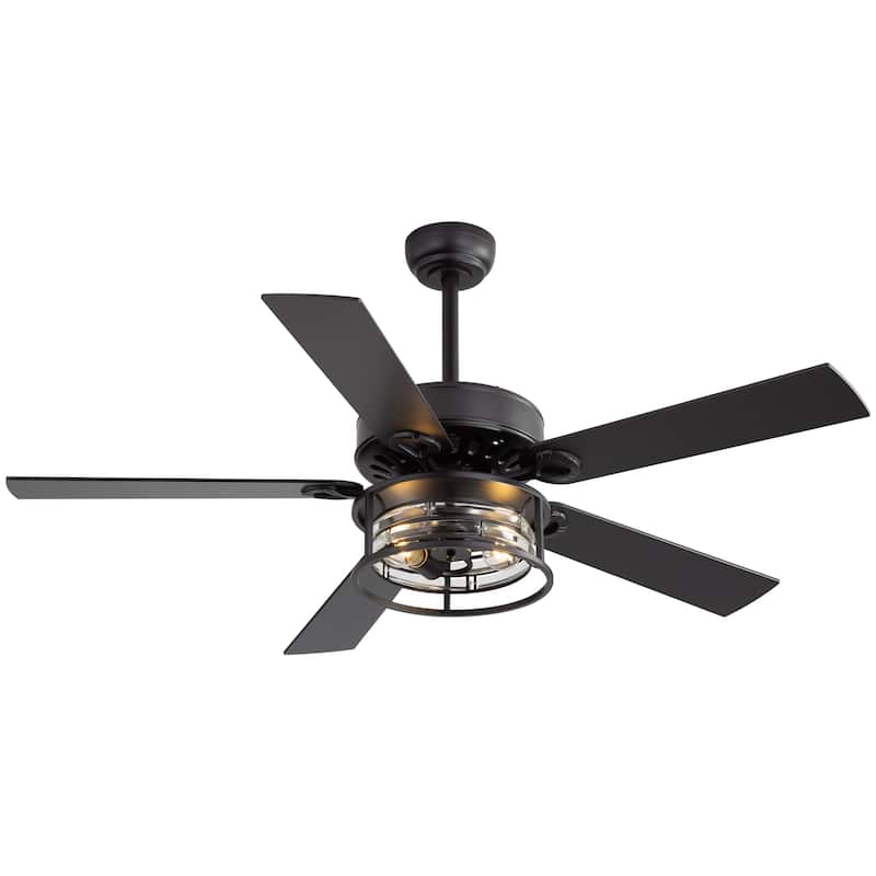 52" Reversible 5-Blade Caged Ceiling Fan with Light and Remote