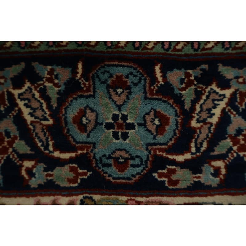 Hand Knotted Oriental 100% Wool Carpet Traditional Floral Beige & Ivories Qum Runner Rug - 9' 3'' X 3' 2''
