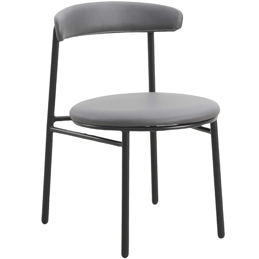 Lume Modern Fabric Upholstered Curved Open Backrest Accent Dining Chair with Black Metal Legs for Living or Dining Room