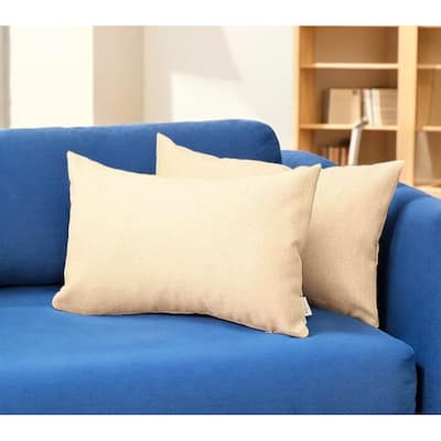 HomeRoots Set Of Two 20" X 12" Ivory Polyester Zippered Pillow