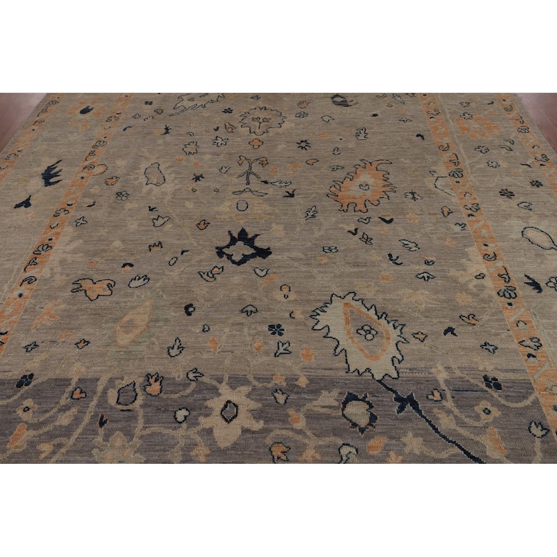 All-Over Floral Oushak Vegetable Dye Area Rug Hand-Knotted Wool Carpet - 8'1"x 10'5"