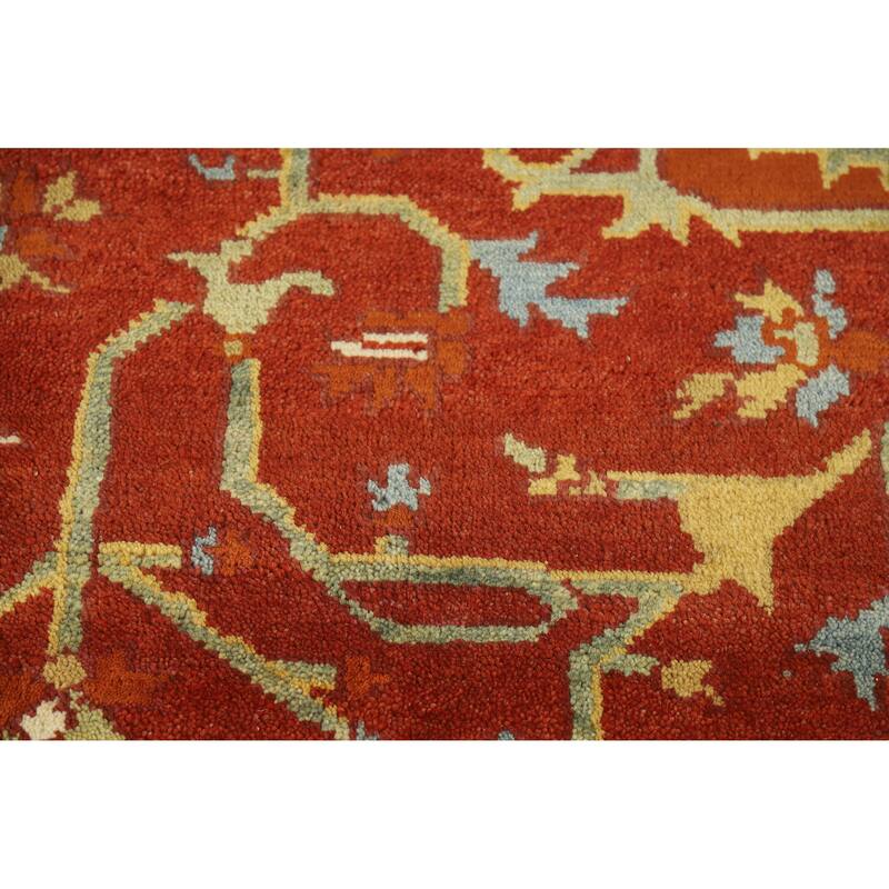 Red Medallion Heriz Serapi Indian Area Rug Hand-Knotted Wool Carpet - 8'8" x 11'9"