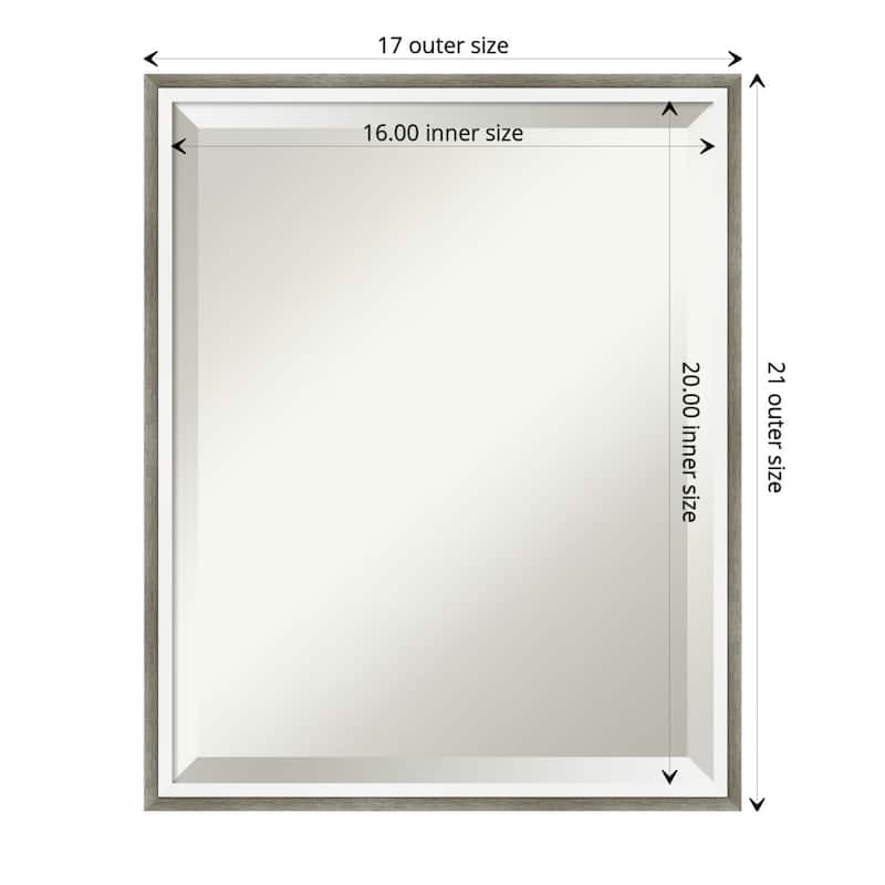 Beveled Wood Bathroom Wall Mirror - Lucie Frame - Outer Size: 17 x 21 in - Lucie Silver White