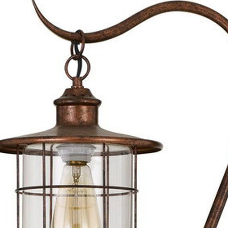 60" Antiqued Lantern Style Floor Lamp with Glass and Metal Shade - 59.5" x 13.5" x 10.5"