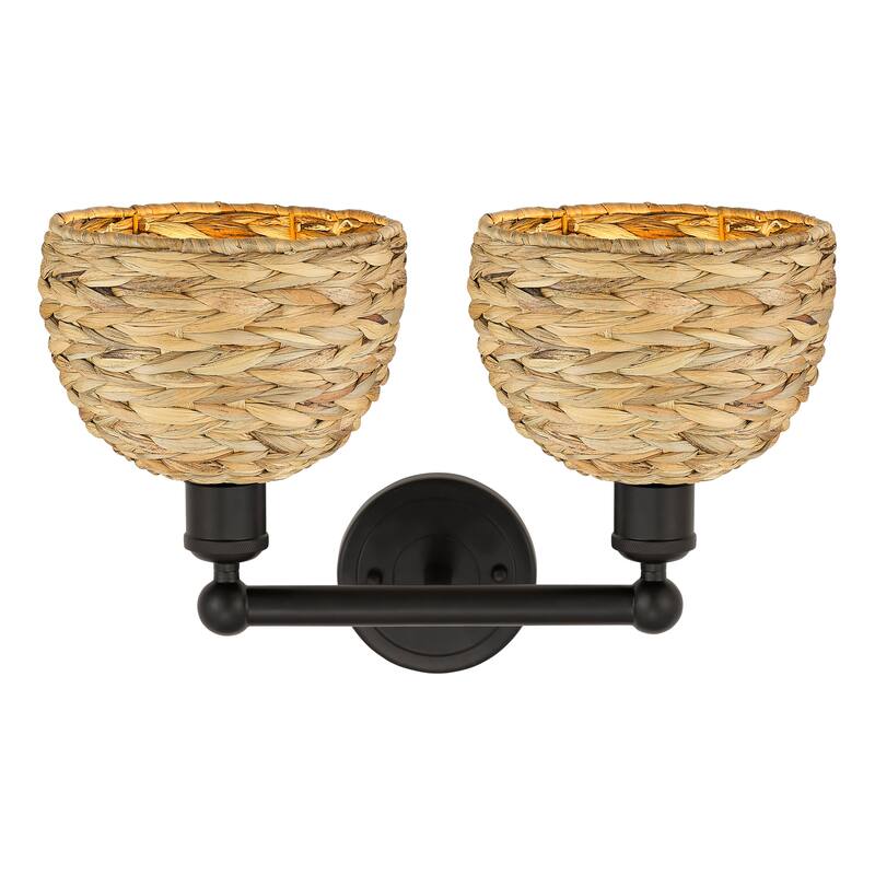 Innovations Lighting Endless Possibilities Edison - Woven Rattan - 2 Light 17" Bath Vanity Light