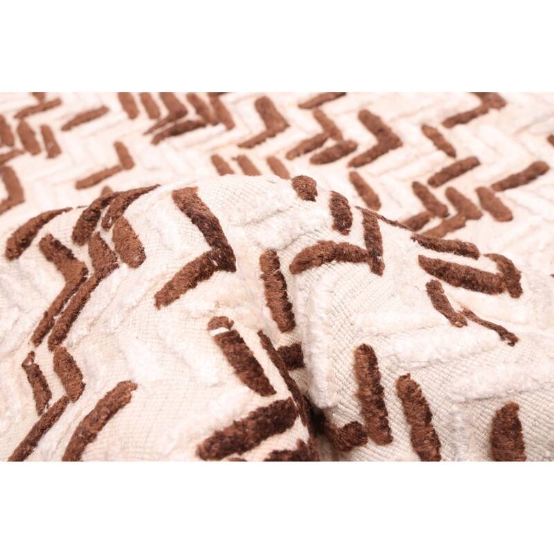 ECARPETGALLERY Hand-knotted Tangier Cream, Dark Brown Wool Rug - 5'2 x 8'2