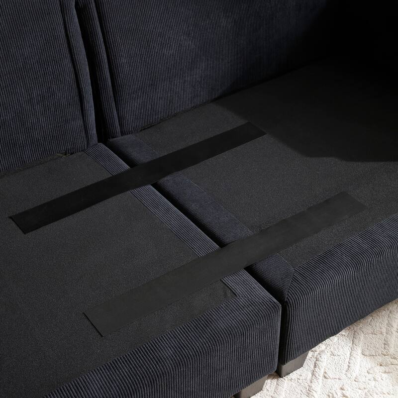 120.3" L-Shaped Sectional Sofa with Wide Seats, USB Charging, Foldable 360掳 Tray, Cup Holders, Storage Ottoman & Armrest