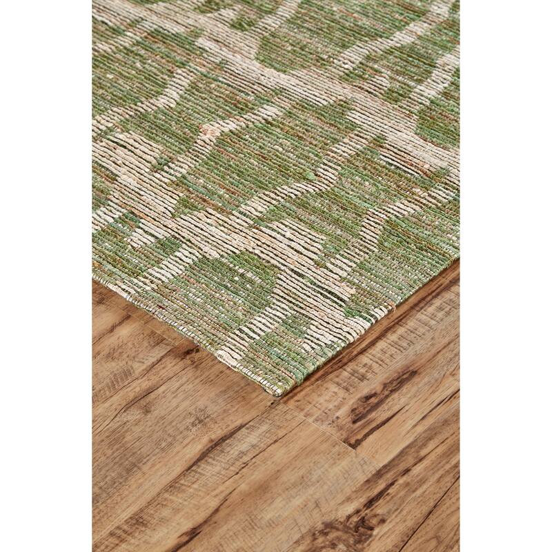 LiLacombe Natural Jute Flat Dhurrie, Jade Green/Tan, Area Rug