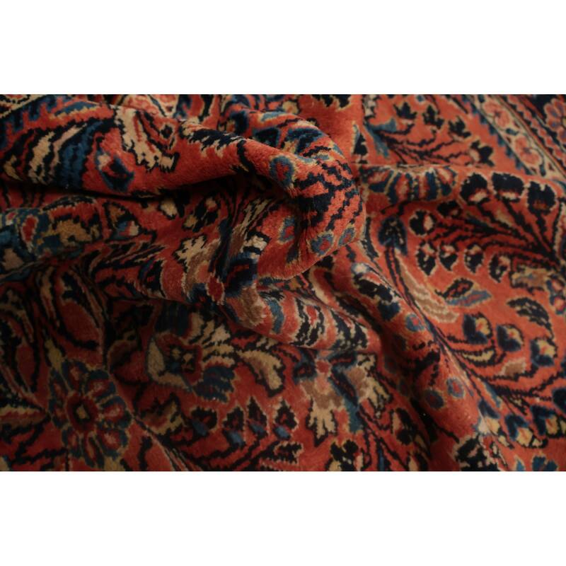 Hand Knotted Oriental 100% Wool Carpet Traditional Floral Oranges & Rust Lilian Area Rug - 4' 11'' X 3' 6''