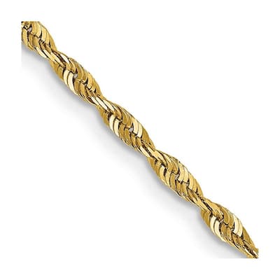 Curata 14k Yellow Gold Solid 2.0mm Diamond-Cut Light Rope Chain Necklace Options: 16 18