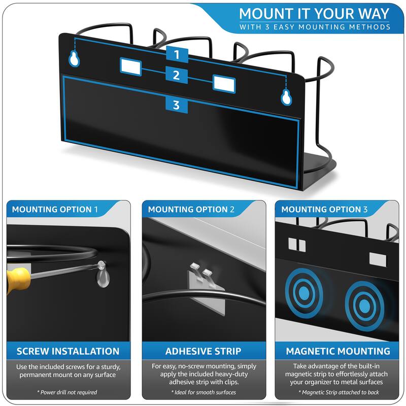 Sorbus Magnetic Stanley Cup Holder for 3 Cups, Bottle Organizer Adjustable Mount - 4.25” L x 13.25” W x 5.5” H