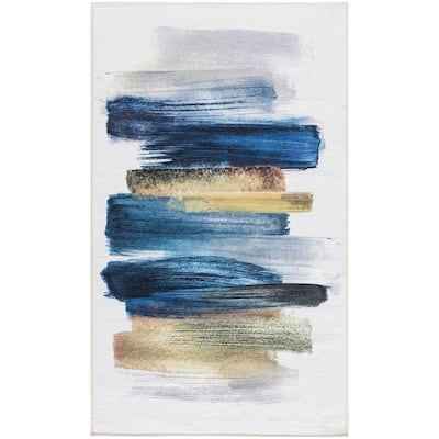 Nourison Washables Indoor Multicolored Abstract Area Rug