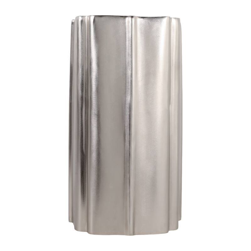 Aluminum Side Table Sculpted Base Modern Narrow Spaces Home Decor