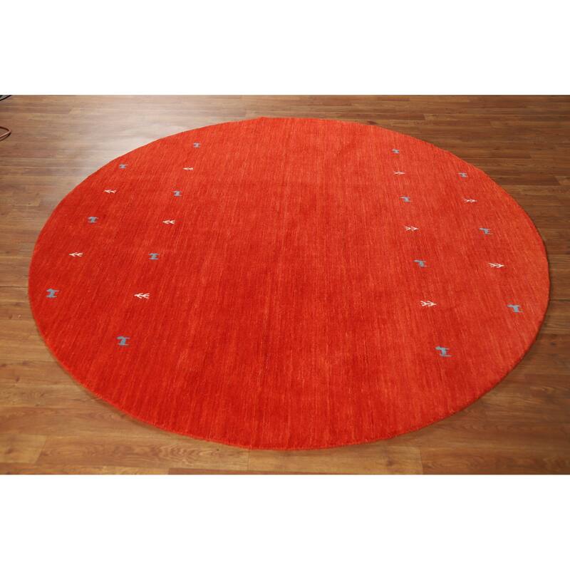 Hand Knotted Oriental 100% Wool Carpet Tribal Animal Pictorial Oranges & Rust Gabbeh Area Rug - 6' 6'' X 6' 6''