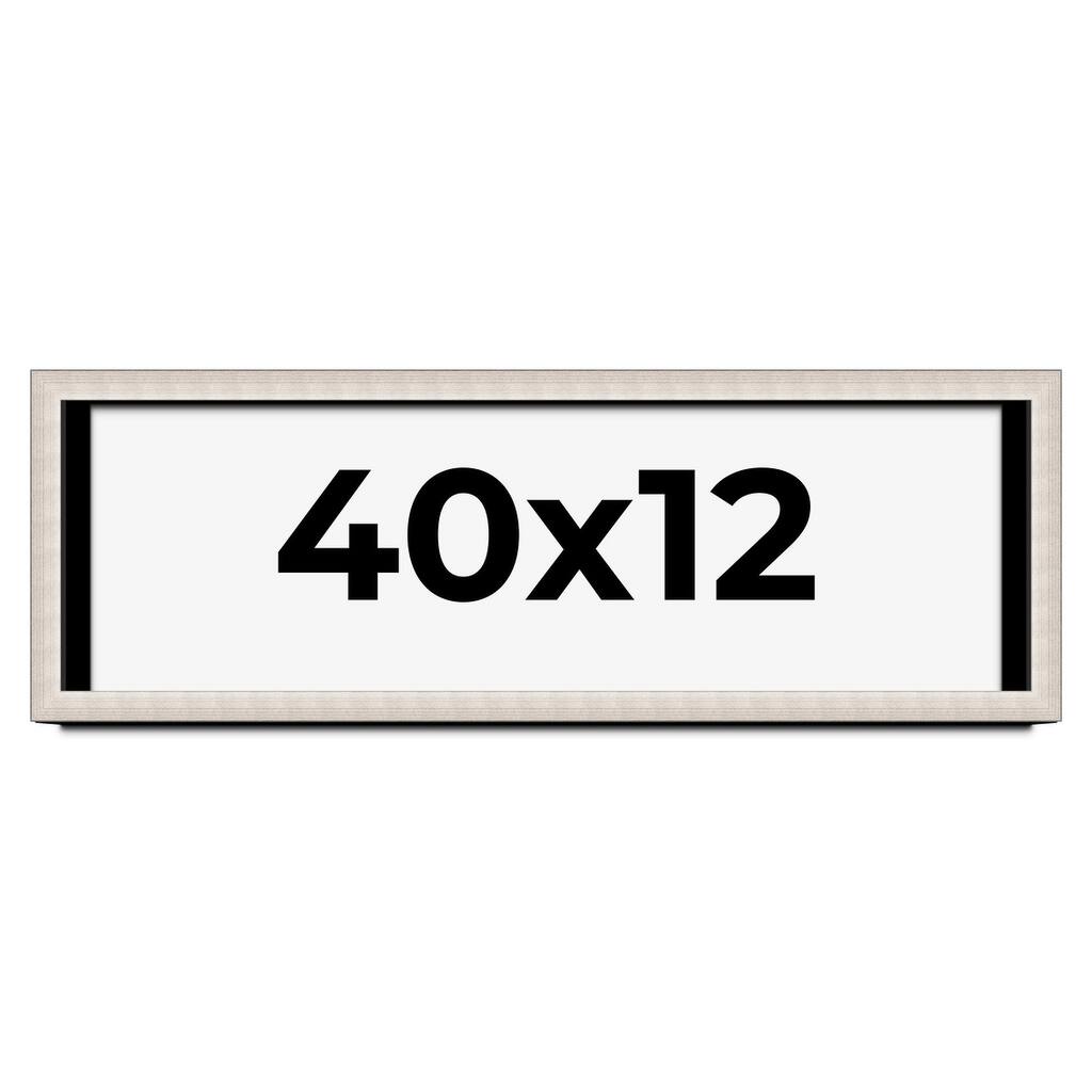 40x12 Shadow Box Frame Silver Real Wood Contemporary Shadowbox Display Frame UV Acrylic Front Acid Free Backing and Hardware