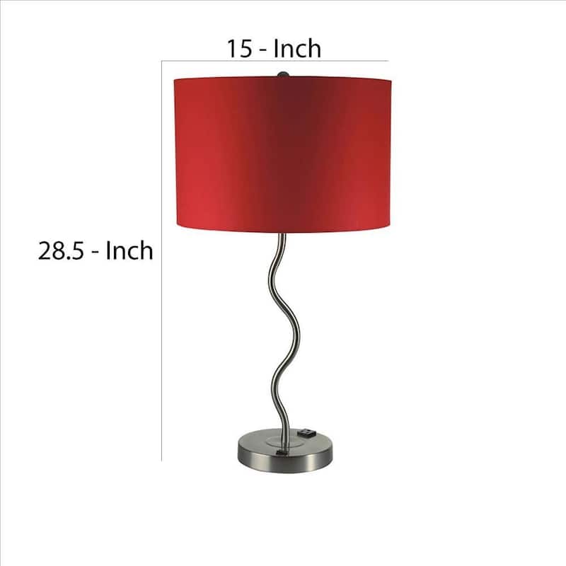 Table Lamp with Curved Tubular Body and Round Base, Black - 28.5 H x 15 W x 15 L Inches