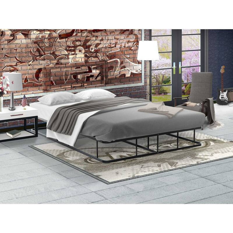 Full Size Bed Frame - Metal Platform Bed with Headboard & Footboard - Modern Black Finish
