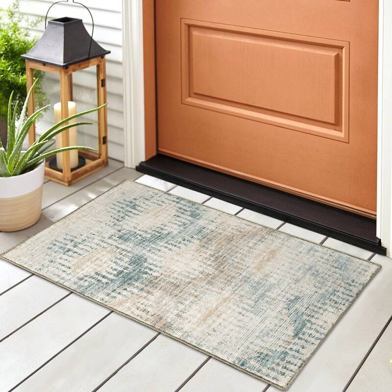 Indoor/ Outdoor Addison Bravado Modern Chevron Washable Area Rug - 1'8" x 2'6" - Linen