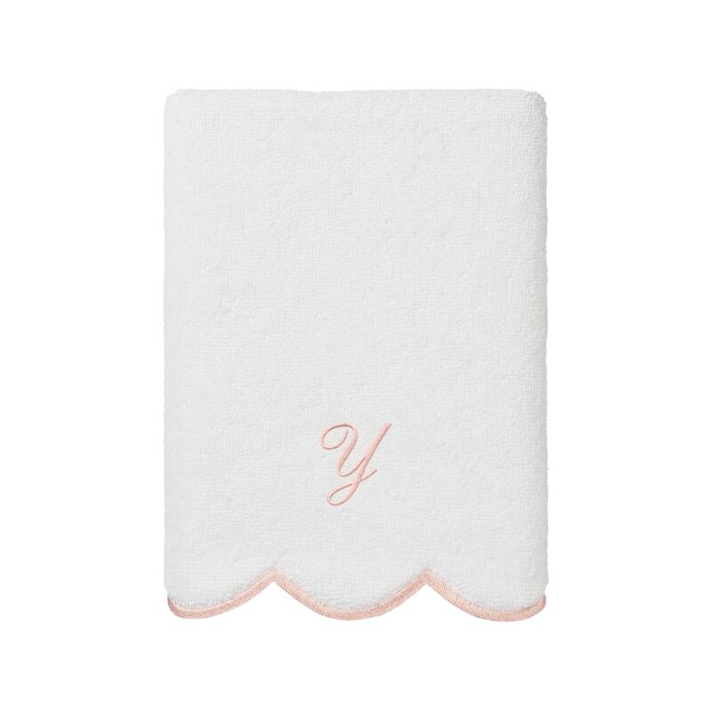 Authentic Hotel and Spa 100% Turkish Cotton Pink ADORNIA Scallop Personalized 3 Piece Towel Set - 3 Piece Set