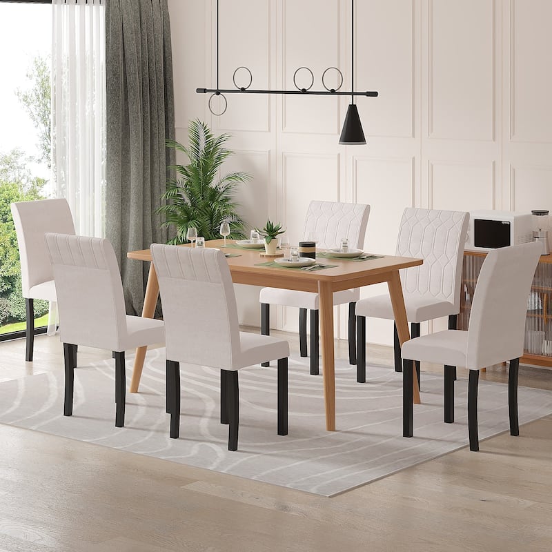Javlergo Dining Chairs Set of 2/4/6 Upholstered Chairs with Solid Back for Kitchen Restaurant and Living Room - Set of 6 - Beige