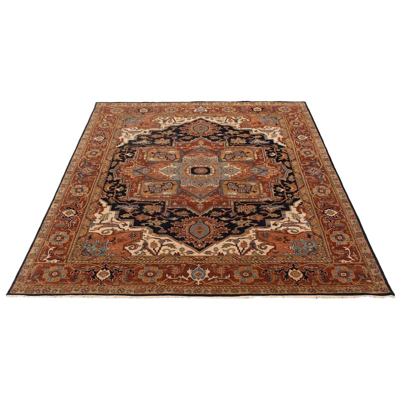 ECARPETGALLERY Hand-knotted Jules Sultane Dark Navy Wool Rug - 7'11 x 9'8