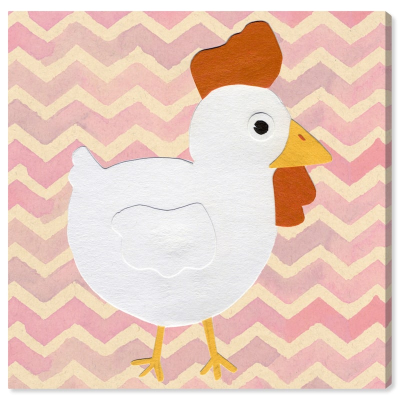 Wynwood Studio Canvas Animals H for Hen White and Pastel Pink Modern & Contemporary Wall Art Canvas Print
