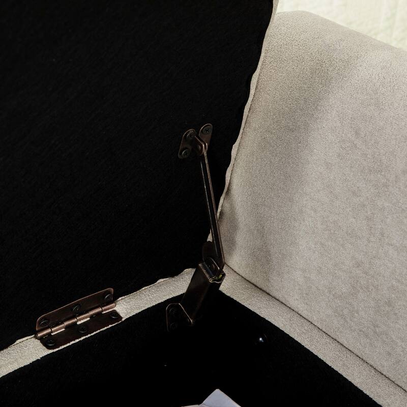 odern Upholstered Storage Bench , Napped fabric Bed End Foot Stool With Rolled Armrest