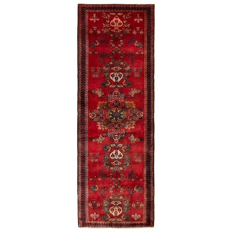 ECARPETGALLERY Hand-knotted Anadol Red Wool Rug - 3'6 x 9'11 - Red - 3'6 x 9'11