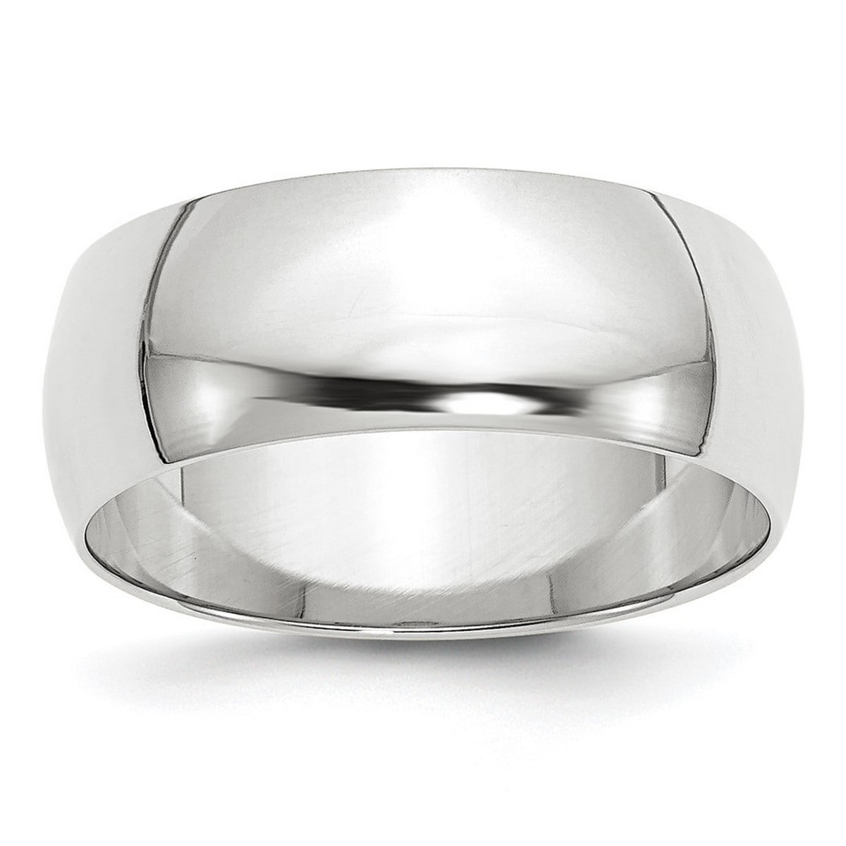 Curata 10k White Gold Unisex 8 mm Half-Round Light Wedding Band (sizes 4-14)