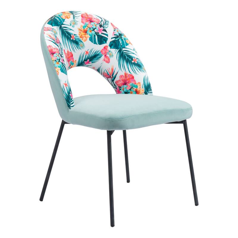 Current Creek Dining Chair (Set of 2) Multicolor Print & Green - 54 x 84 - Multicolor/Green/Matte Black