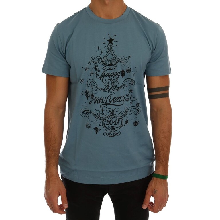 Shop Dolce Gabbana Blue Cotton 2017 Motive Print Men S T Shirt