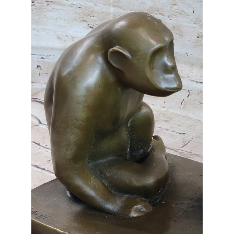 Barye “Monkey Family” Bronze Sculpture – Heartfelt Primate Scene On Marble Base