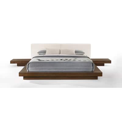 Modrest Tokyo Contemporary Walnut and White Platform Bed
