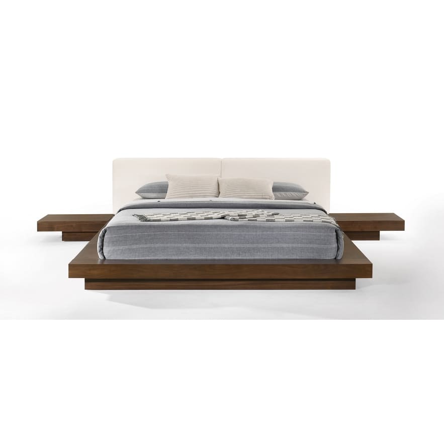 Modrest Tokyo Contemporary Walnut and White Platform Bed