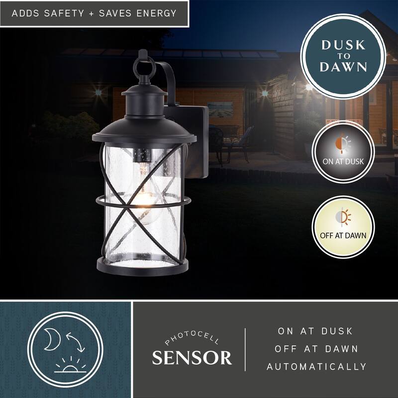 Adams 1 Light Dusk to Dawn Outdoor Wall Lantern Clear Glass
