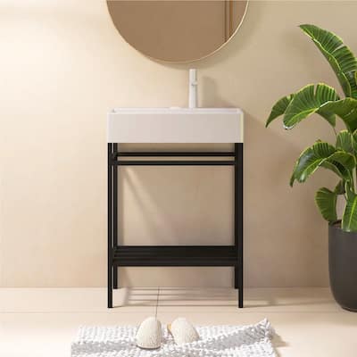 24" Freestanding Bathroom Vanity with Ceramic Sink - 23.62'' x13.98'' x 33.46''