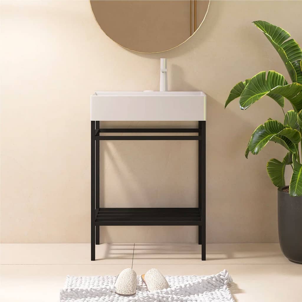 24" Freestanding Bathroom Vanity with Ceramic Sink - 23.62'' x13.98'' x 33.46''