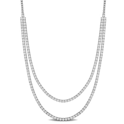 8 7/8ct TW Lab-Grown Diamond Double Strand Necklace in 14k White Gold