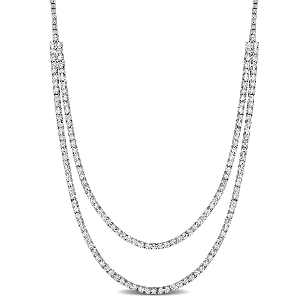 Miadora 8 7/8ct TW Lab-Grown Diamond Double Strand Necklace 14k White Gold