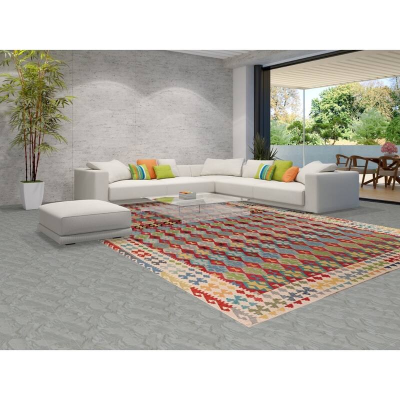 Multicolor Kilim Oriental Large Rug Hand-Woven Wool Carpet - 10'2" x 16'4"