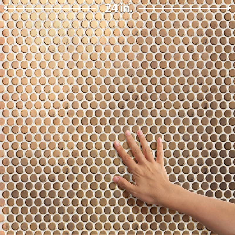 Merola Tile Hudson Penny Round Gold 11-7/8" x 12-5/8" Porcelain Floor and Wall Tile