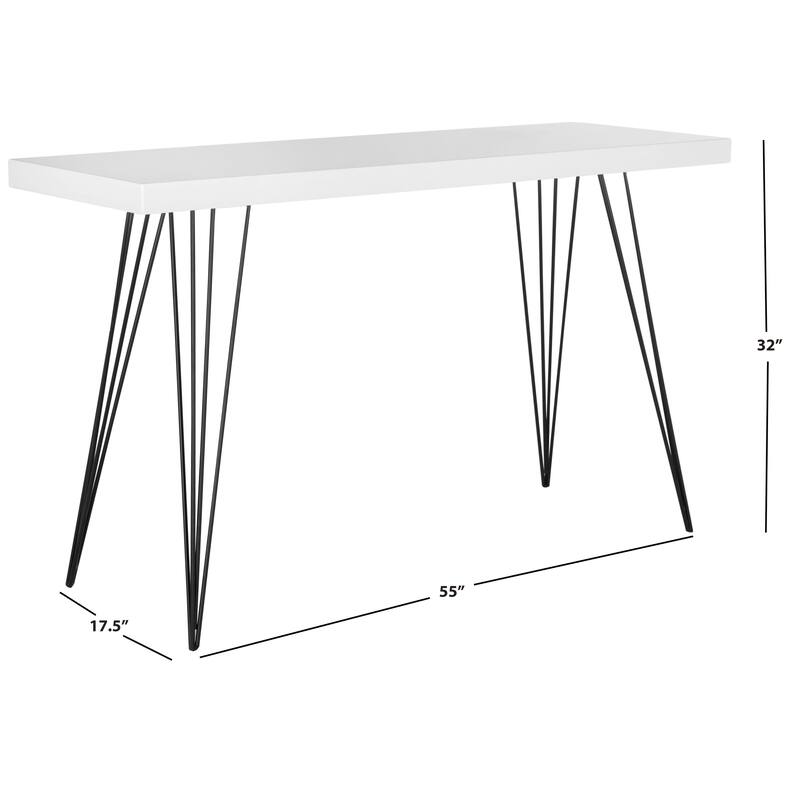 SAFAVIEH Pearlene Mid-Century White/ Black Lacquer Console Table - 55" x 17.5" x 32" - 55Wx18Dx32H